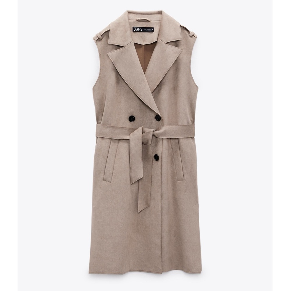 Zara FAUX SUEDE VEST in MINK